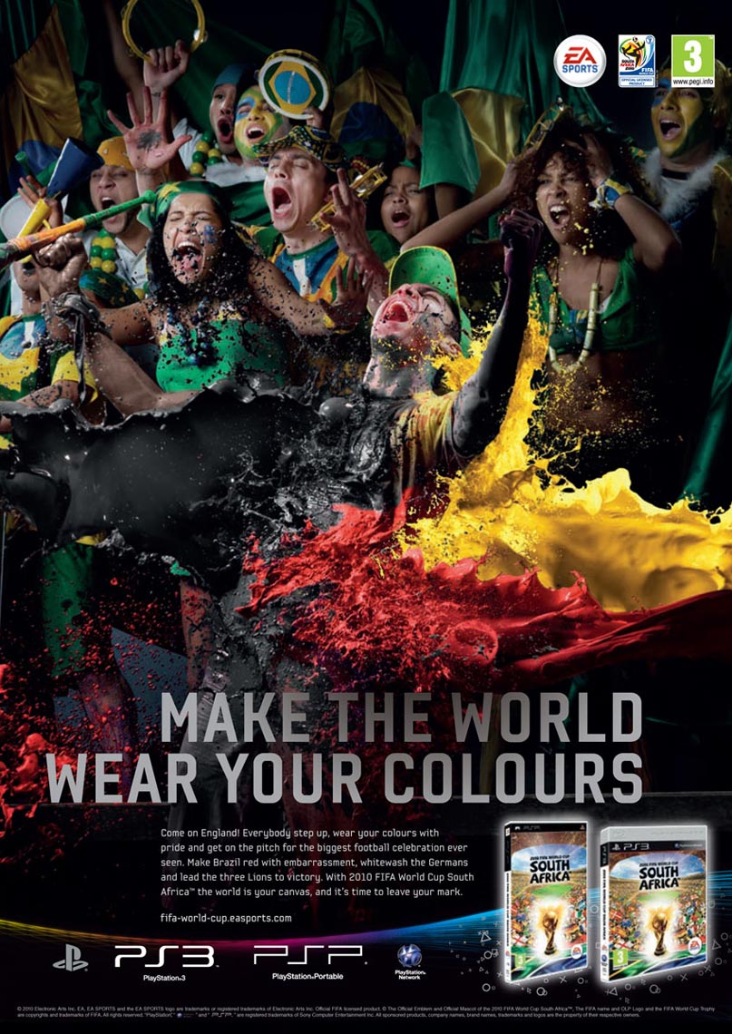Futbol fans EA Sports FIFA world cup 2010 advertising photo by Monte Isom